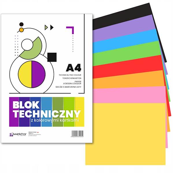BLOK TECHNICZNY A4 10K KOLOROWY WEKTOR 