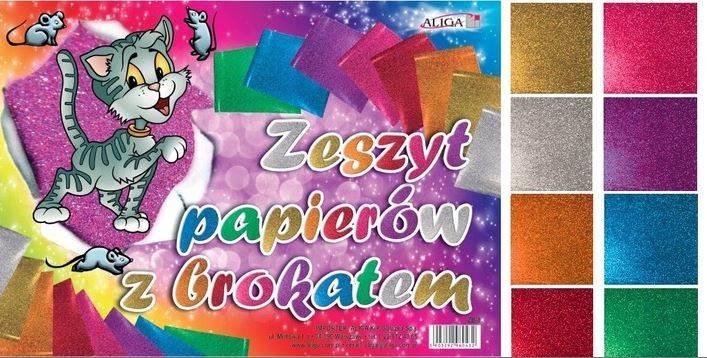 ZESZYT PAPIERÓW 8 KARTEK Z BROKATEM B5 ALIGA /ZB-8