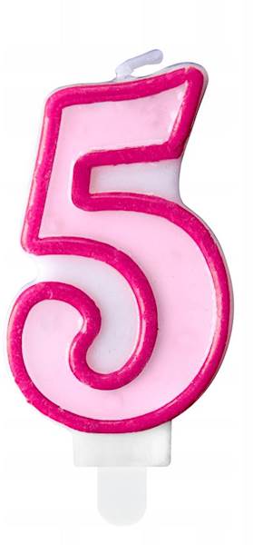 ŚWIECZKA CYFERKA RÓŻOWA "5"