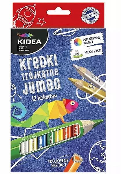 KREDKI TRÓJKĄTNE GRUBE LAKIER 12KOL KIDEA