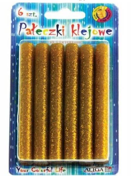 KLEJ W LASKACH 11MM/100MM A'6SZT ZŁOTY Z BROKATEM
