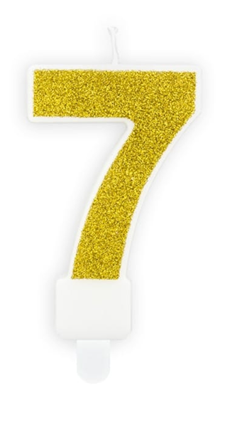 ŚWIECZKA CYFERKA 7CM ZŁOTA "7"