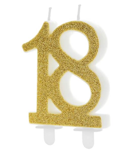 ŚWIECZKA URODZINOWA CYFRA 18 7,5CM ZŁOTA PARTY DEC