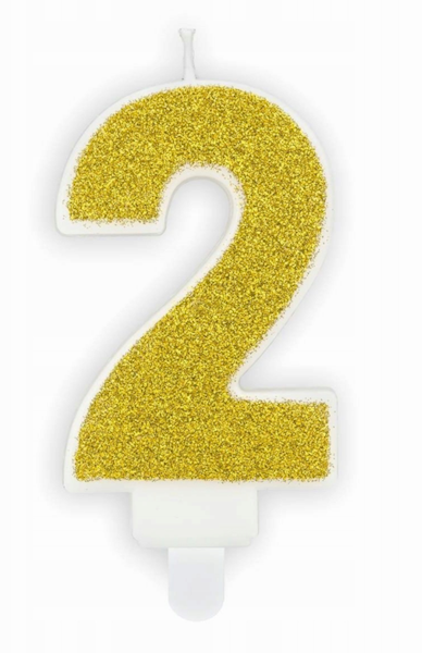 ŚWIECZKA CYFERKA 7CM ZŁOTA "2"