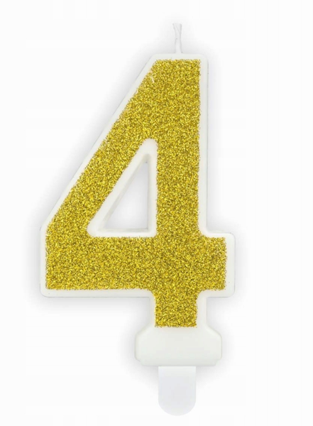 ŚWIECZKA CYFERKA 7CM ZŁOTA "4"