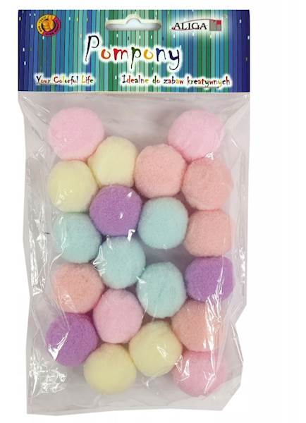 POMPONY MIX KOLORÓW 3CM A'20SZT ALIGA /POM-206