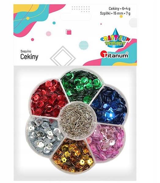 CEKINY 6KOL 4G + SZPILKI 15MM 7G ZESTAW /339502