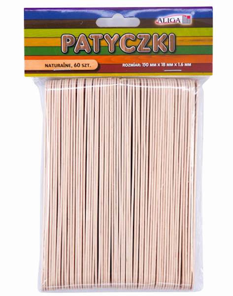 PATYCZKI NATURALNE 60SZT 150MMX18MMX1,6MM ALIGA