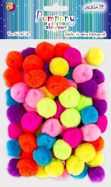 POMPONY AKRYL MIX KOL 2,5CM A'80 ALIGA /POM-9983
