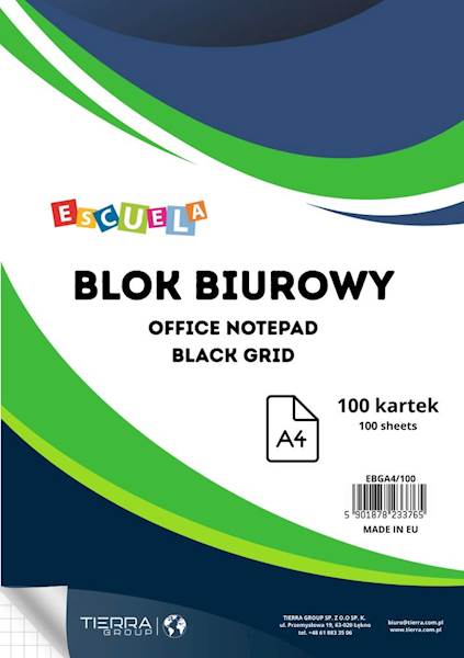 BLOK BIUROWY A4 KRATKA 100K 80G ESCUELA /TRES