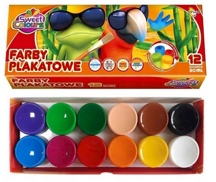FARBY PLAKATOWE 12KOL 20ML SWEET COLOURS