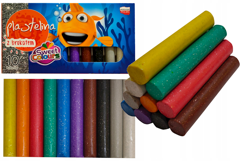 PLASTELINA Z BROKATEM 10KOL SWEET COLOURS