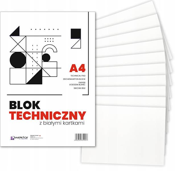 BLOK TECHNICZNY A4 10K BIAŁY WEKTOR