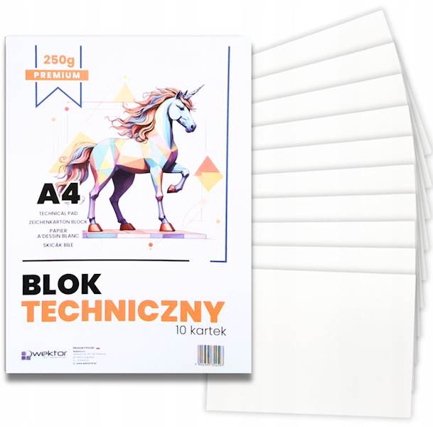 BLOK TECHNICZNY A4 10K 240G BIAŁY PREMIUM WEKTOR