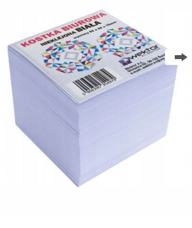 KOSTKA PAPIEROWA BIAŁA 85x85x70mm NIEKLEJONA WEKT