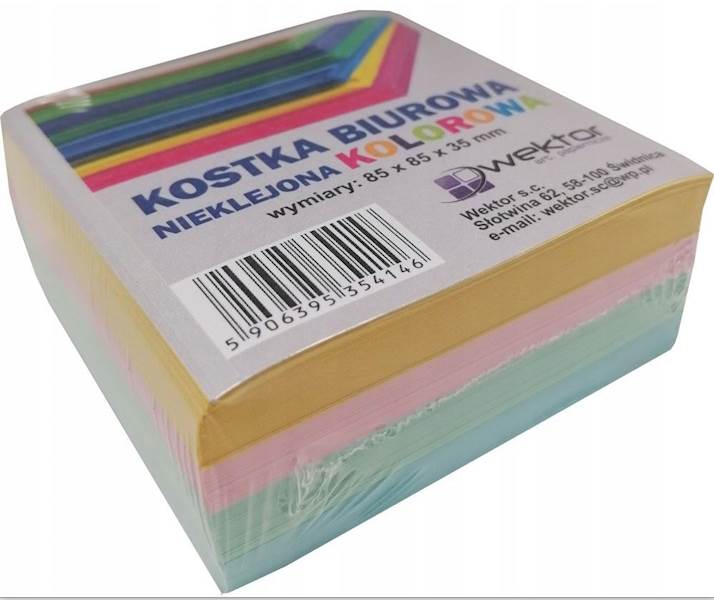 KOSTKA PAPIER KOLOR 85x85x35mm NIEKLEJONA WEKTOR