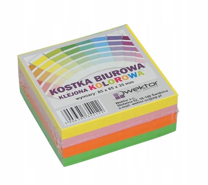 KOSTKA PAPIEROWA KOLOR 85x85x35mm KLEJONA WEKTOR