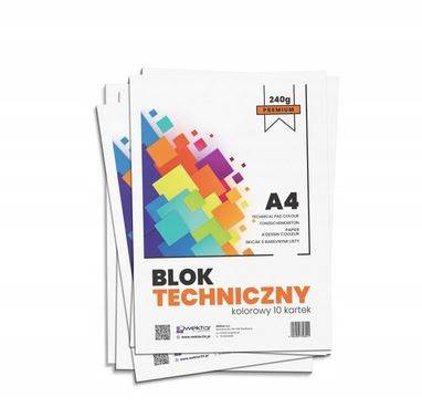 BLOK TECHNICZNY A4 10K 240G KOLOR PREMIUM WEKTOR