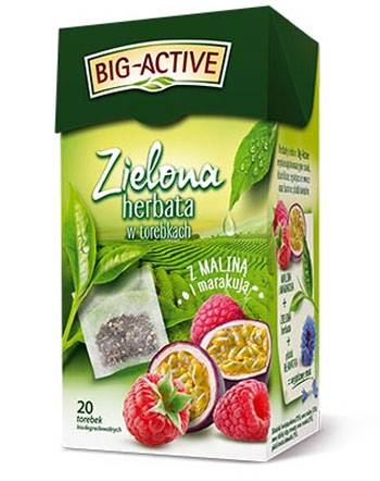 Herbata zielona z maliną i marakują fix BigActive 