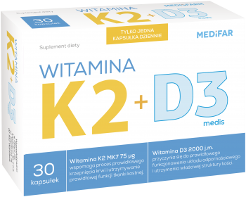 Witamina K2 MK7 75 + D3 200j.m. 30 kaps. Medifar
