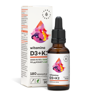 Witamina D3+K2(2000/90 ) 30ml Aura Herbals