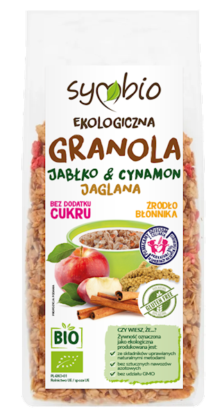 Granola jabłko i cynamon jaglana 350g BIO Symbio.