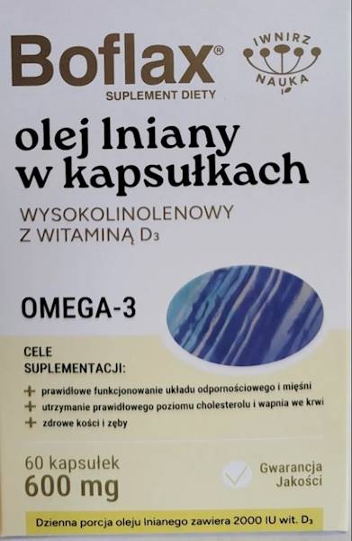 Olej lniany Boflax + wit. D3 60 kaps