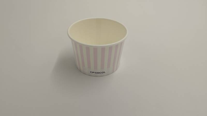 pojemnik papierowy na lody różowy paski 140ml SUP