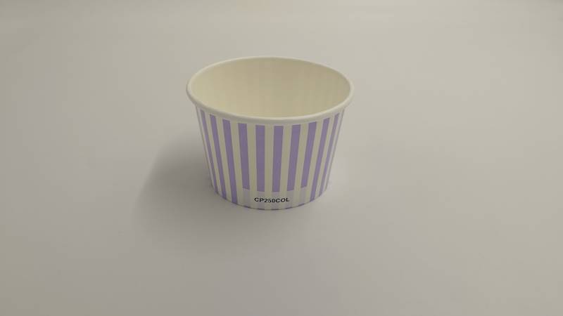pojemnik papierowy na lody fiolet paski 250ml SUP