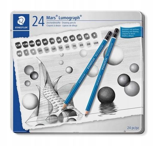 OŁÓWKI STAEDTLER LUMOGRAPH 12B-10H, 24 SZT.