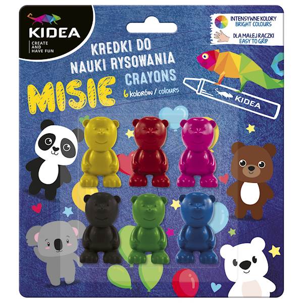 KREDKI MISIE DO NAUKI RYSOWANIA 6 KOL. KIDEA