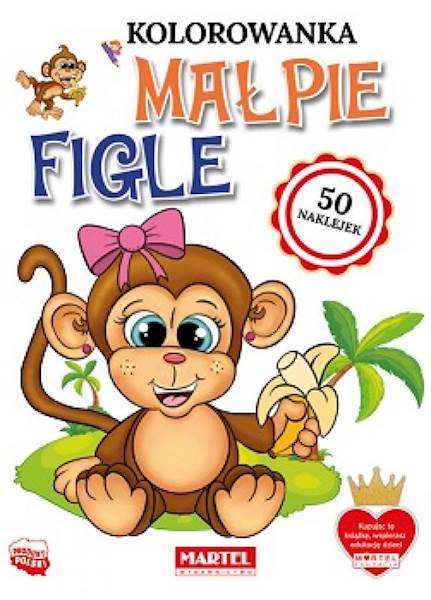 KOLOROWANKA Z NAKLEJKAMI - MAŁPIE FIGLE