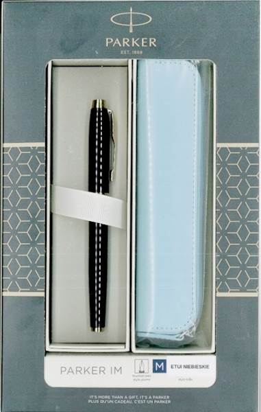 KOMPLET PARKER IM CZARNY GT FP+ETUI NIEBIESKIE