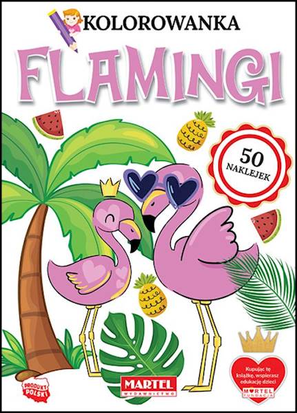 KOLOROWANKA Z NAKLEJKAMI - FLAMINGI