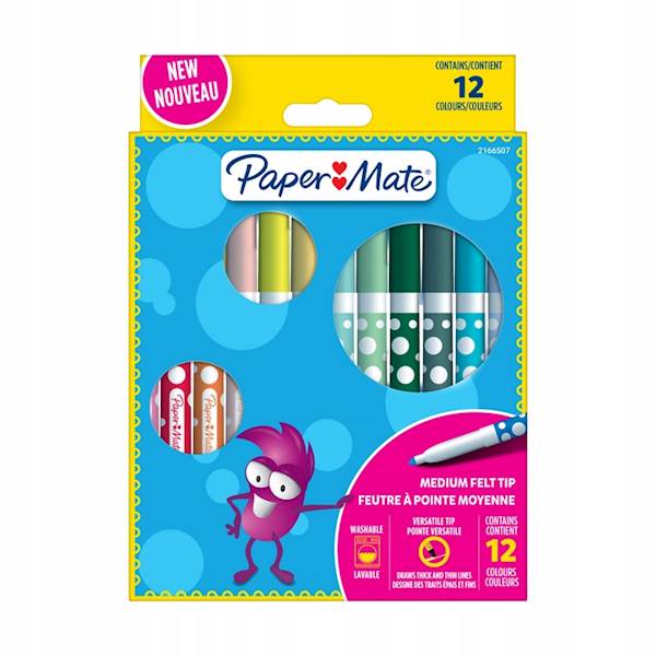 FLAMASTRY 12 KOL.FELT TIPS PAPER MATE