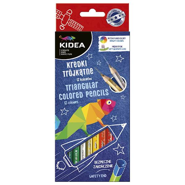 KREDKI TRÓJKĄTNE 12 KOL. KIDEA