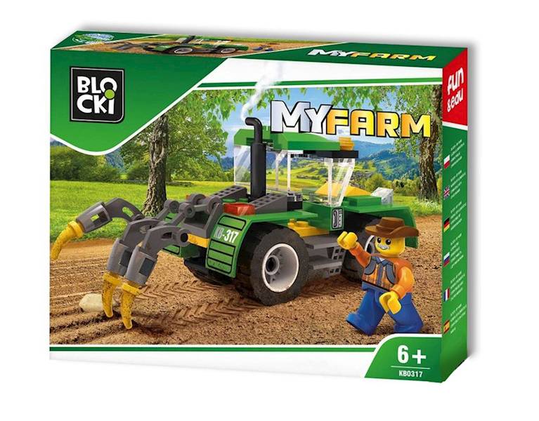 BLOCKI MY FARM: TRAKTOR Z PŁUGIEM 85 EL.