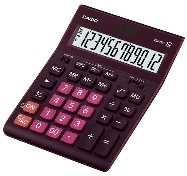 KALKULATOR CASIO GR-12C-WR CIEMNOCZERWONY