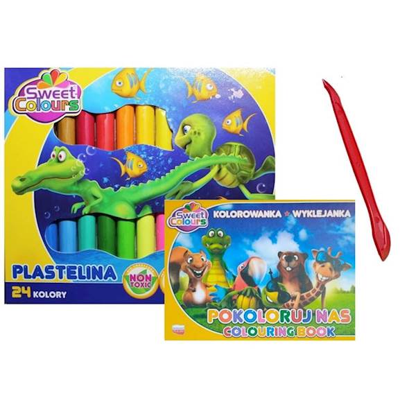 ZESTAW PLASTELINA 24 KOL. + KOLOROWANKA KOMA