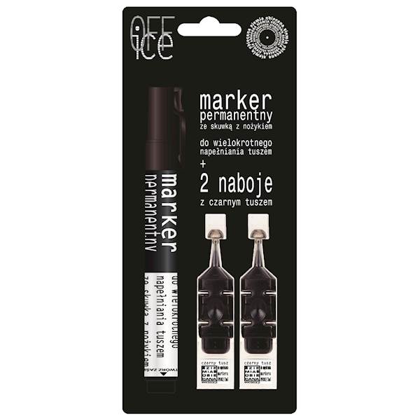 MARKER PERMANENTNY CZARNY + 2 NABOJE, ZO