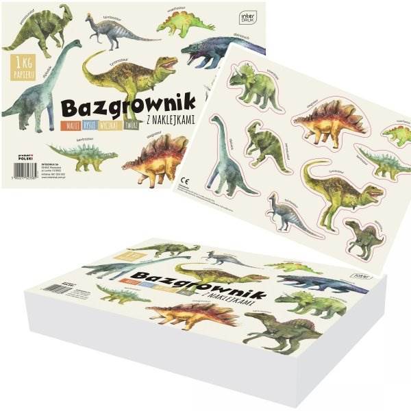 BAZGROWNIK A4 Z NAKLEJKAMI DINOZAURY ID