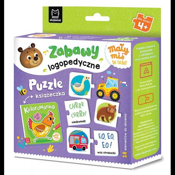 ZABAWY LOGOPEDYCZNE MAŁY MIŚ TO LUBI! PUZZLE+KS.