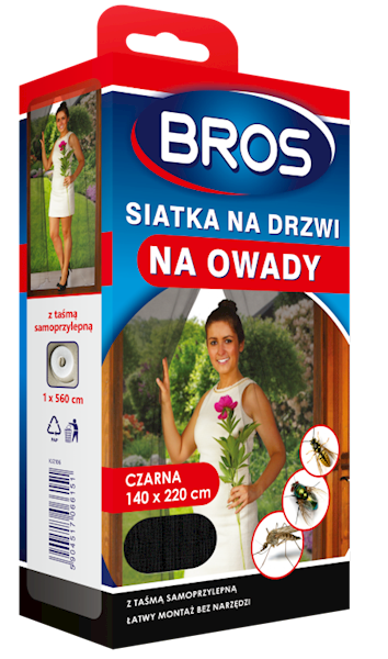 BROS SIATKA NA DRZWI 140X220 CZARNA