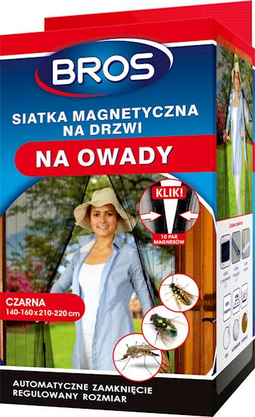 BROS SIATKA NA DRZWI MAGNETYCZNA 160X220 CZARNA