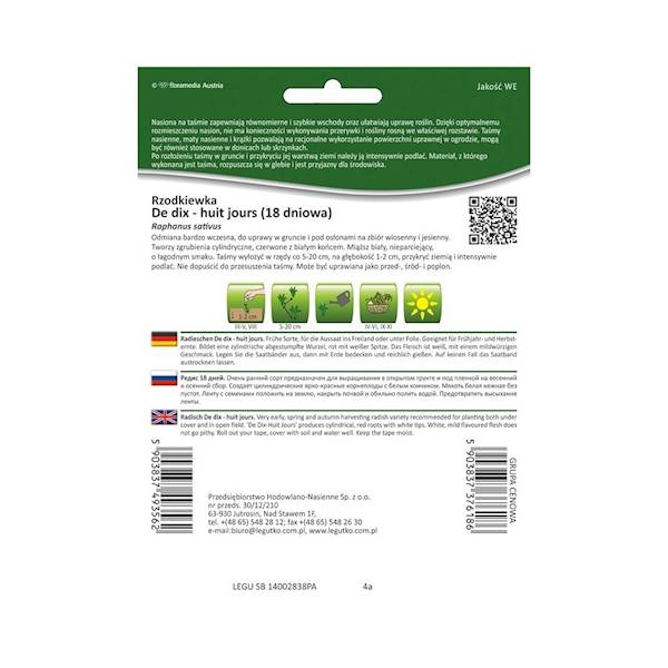 L Rzodkiewka DE dix-huit jours  5+2,5 g