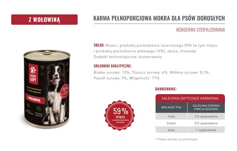 4 ŁAPY WOŁOWINA PUSZKA 1250g