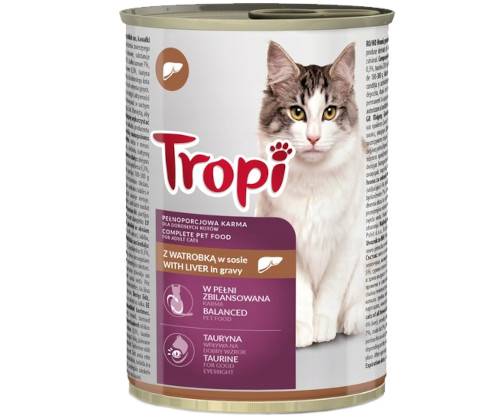 TROPI KOT KAWAŁKI Z WĄTRÓBKĄ W SOSIE 415G