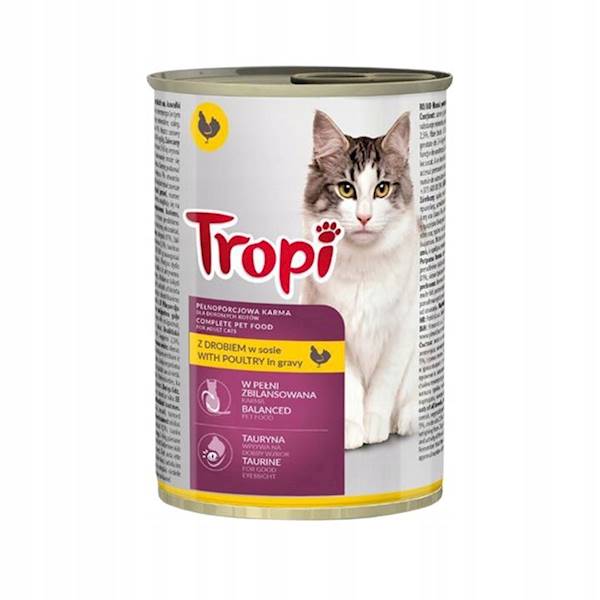 TROPI KOT KAWAŁKI Z DROBIEM W SOSIE 415G