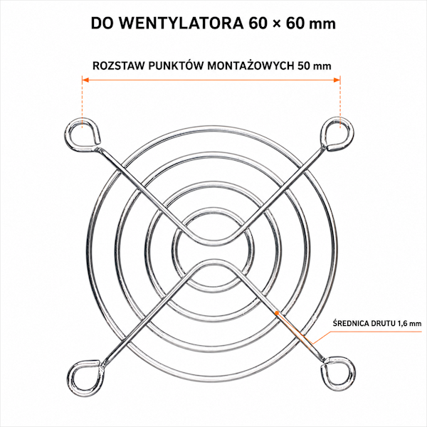 Osłona metalowa wentylatora 60x60mm FG-06/FG-60 Art. 00305