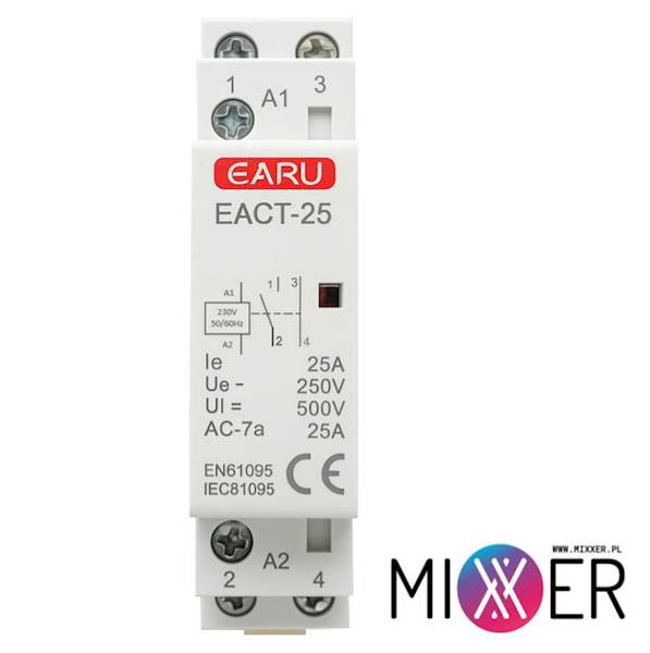 Stycznik EARU EACT-25 na szynę DIN 2P 25A NO 230V AC Art. 00286
